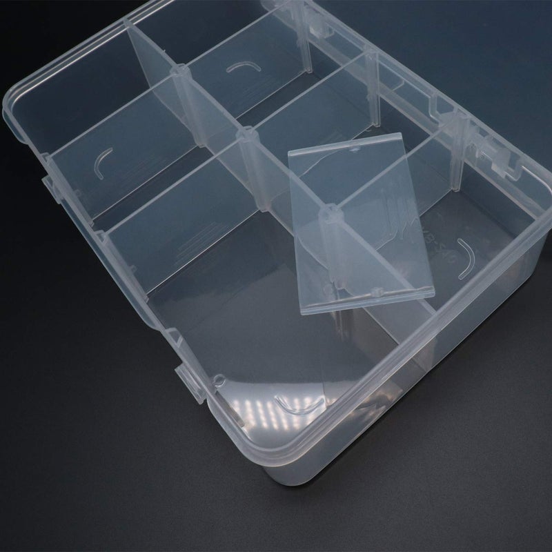 Xiaoyztan 8 Grids Clear Plastic Organizer with Adjustable Dividers, Jewelry Box Bead Storage Container for Small Parts, Fishing Tackle, DIY Crafts, and Earrings, Overall 7.3in x 4.9in - Image 4